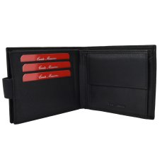 CONTE MASSIMO Herren-Geldbörse, echtes Leder, handgefertigt, Kartenfach und Knopf, mit Geschenkbox