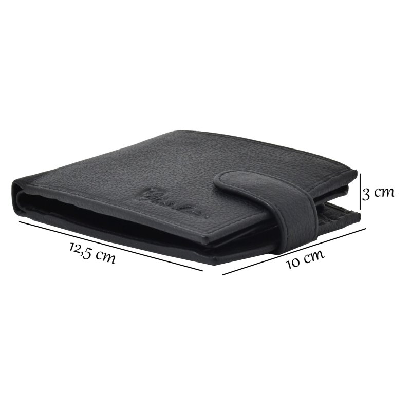 CONTE MASSIMO Men's Wallet, Genuine Leather, Handmade with Button Closure, With Gift Box — back view