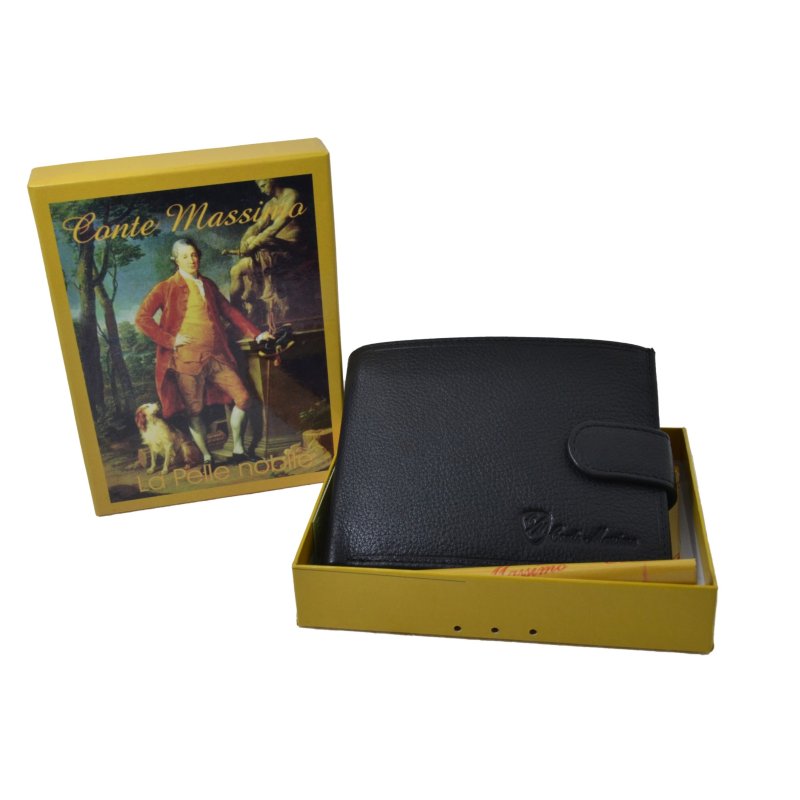 CONTE MASSIMO Men's Wallet, Genuine Leather, Handmade with Button Closure, With Gift Box — view 9