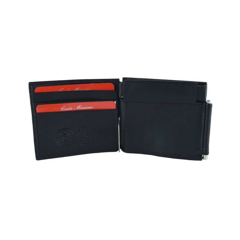 CONTE MASSIMO Portefeuille Homme, Cuir Véritable, Fait Main Double Pince à Billets, Avec Boîte Cadeau