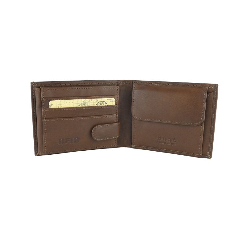 HUNT, Portefeuille Homme en Cuir Véritable, Classique à Bouton, avec Protection RFID et Boîte Cadeau — vue 9
