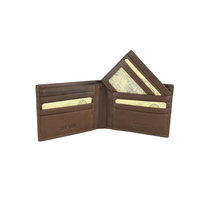 HUNT, Men's Genuine Leather Wallet, With Removable Card Holder, RFID Protection and Gift Box