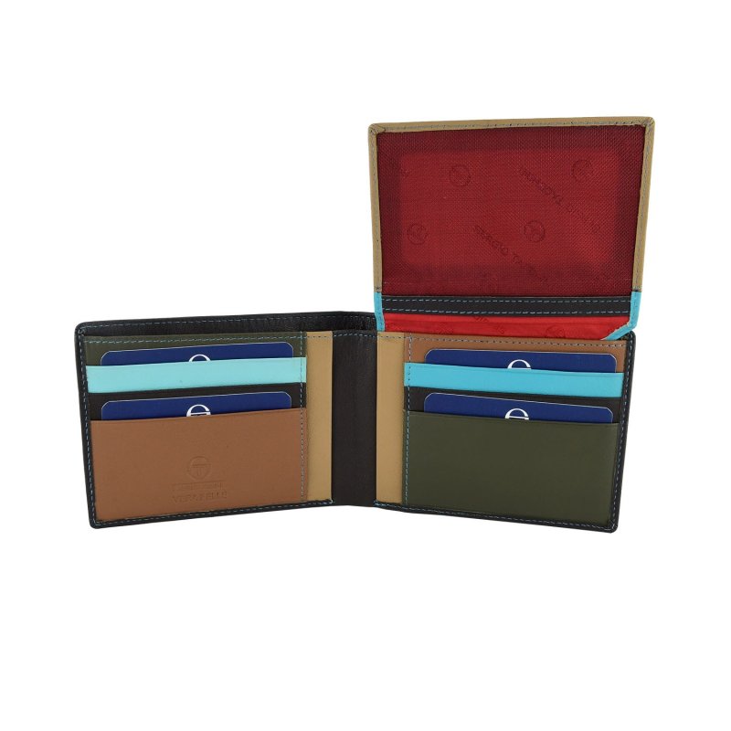 SERGIO TACCHINI, Portefeuille Homme Sans Porte-Monnaie En Cuir Véritable Intérieur Multicolore Avec Boîte Cadeau — vue 11
