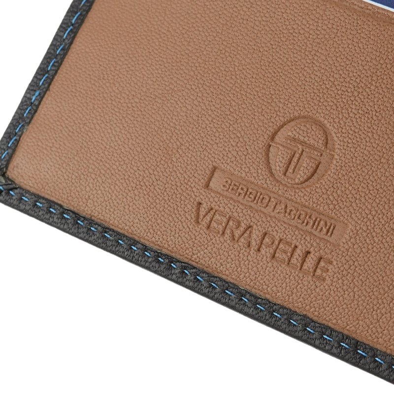 SERGIO TACCHINI, Portefeuille Homme Sans Porte-Monnaie En Cuir Véritable Intérieur Multicolore Avec Boîte Cadeau — vue 14