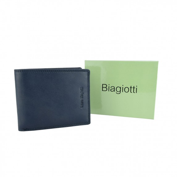 Portafoglio uomo BIAGIOTTI in pelle con porta tessere e porta monete color  nero