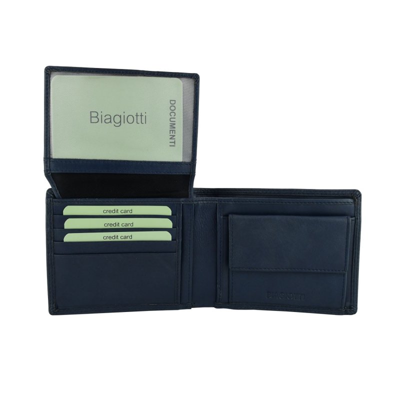 BIAGIOTTI UOMO, Herren-Geldbörse aus Echtem Leder, Klassisch mit Münzfach und Geschenkbox — Rückansicht