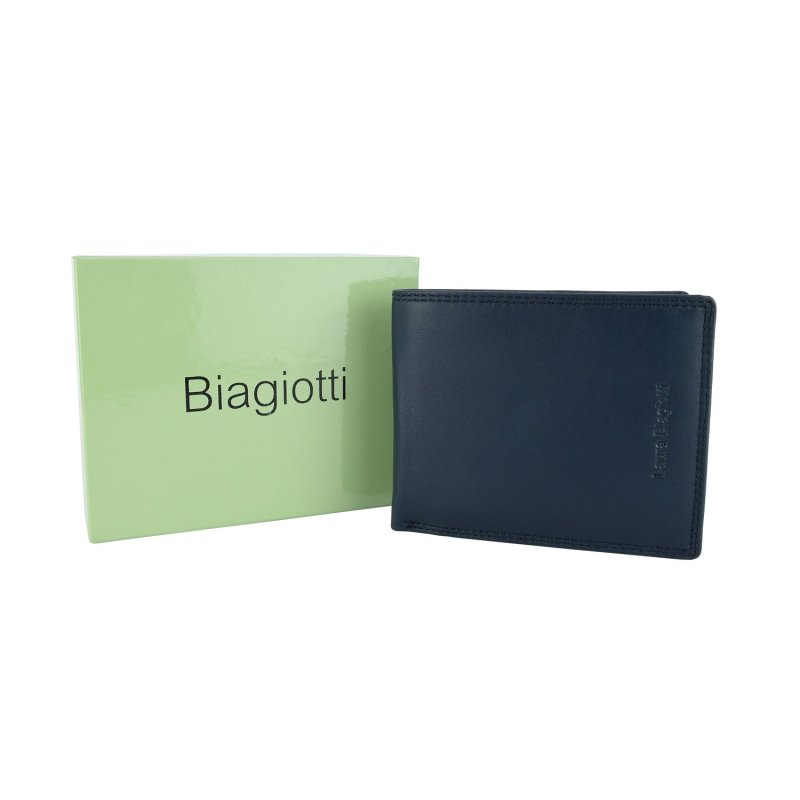 Biagiotti Men's Wallet in Genuine Leather, Classic With Coin Purse and Gift Box — inside