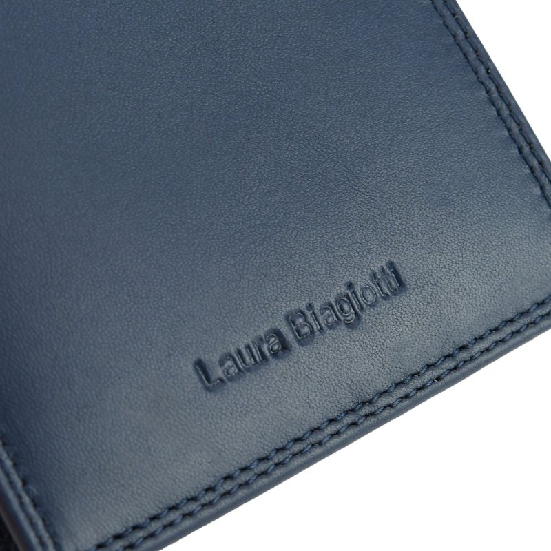 Biagiotti Men's Wallet in Genuine Leather, Classic With Coin Purse and Gift Box — logo detail