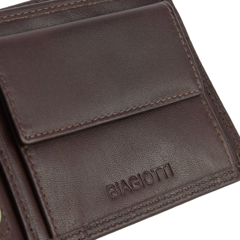 Biagiotti Men's Wallet in Genuine Leather, Classic With Coin Purse and Gift Box — view 23