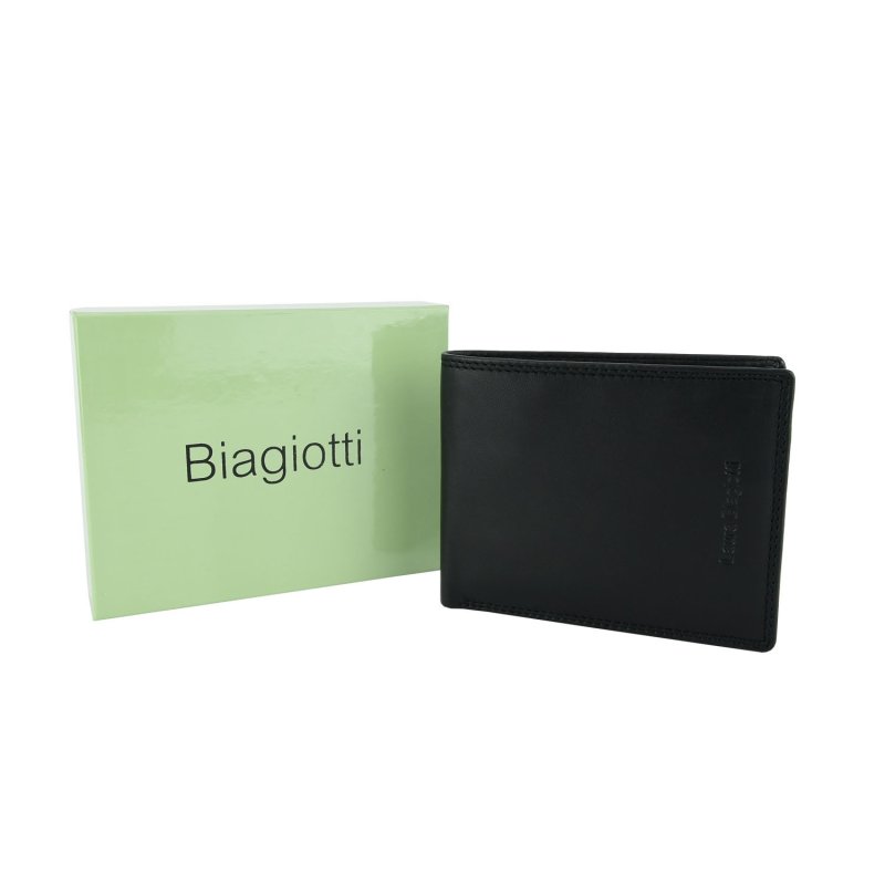 Biagiotti Men's Wallet in Genuine Leather, No Window, Gift Box — back view