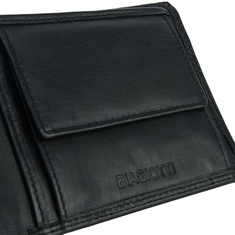 Biagiotti Men's Wallet in Genuine Leather, No Window, Gift Box — logo detail