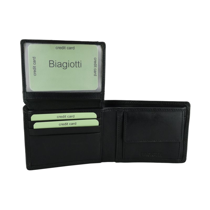 BIAGIOTTI UOMO, Herren-Geldbörse aus Echtem Leder, Slim mit Münzfach und Geschenkbox — Rückansicht
