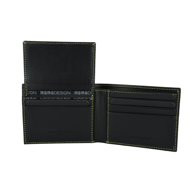 MOMO DESIGN Men's Wallet in Genuine Leather, With RFID Protection, Without Coin Pocket, Wooden Gift Box
