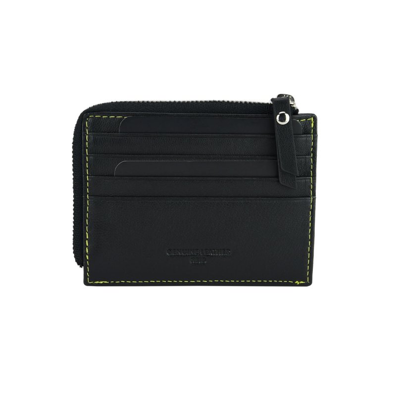 MOMO DESIGN Cartera de Hombre en Piel Auténtica, con Protección RFID, Caja de Regalo de Madera — vista frontal