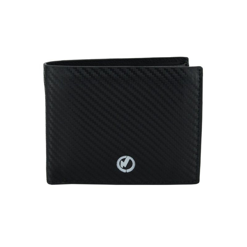Conte Massimo Men's Classic Genuine Leather Wallet RFID, Carbon Effect, with Gift Box art1