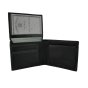 Conte Massimo Men's Classic Genuine Leather Wallet RFID, Carbon Effect, with Gift Box art1 — back view