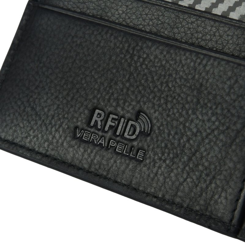 Conte Massimo Cartera de Hombre en Piel Auténtica RFID, Efecto Carbono, con Caja de Regalo art2 — interior