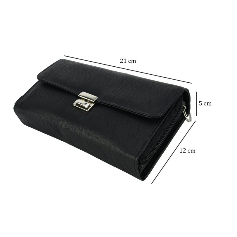Black Work Wallet, Multi-Pocket for Gas Station Attendants, Faux Leather, with Chain H98186 — front view