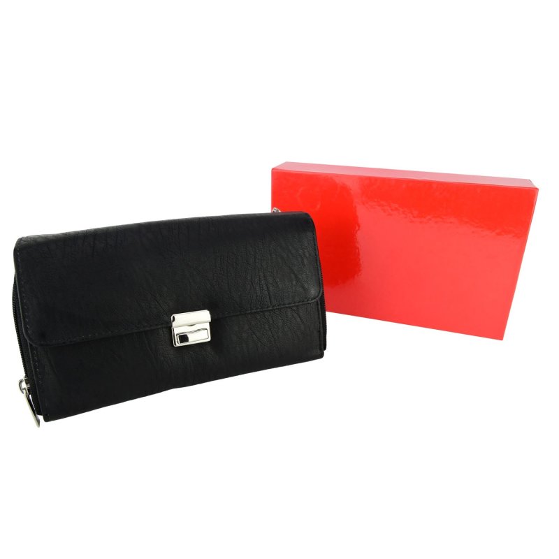 Black Work Wallet, Multi-Pocket for Gas Station Attendants, Faux Leather, with Chain H98186 — back view