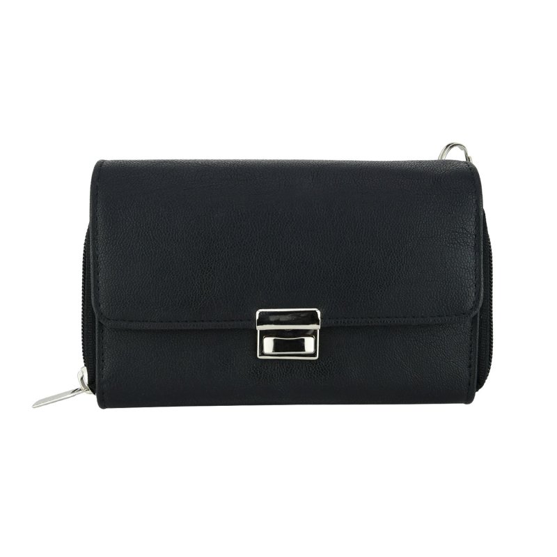 Black Work Wallet, Small Multi-Pocket for Gas Station Attendants, Faux Leather, with Chain H98187 — front view