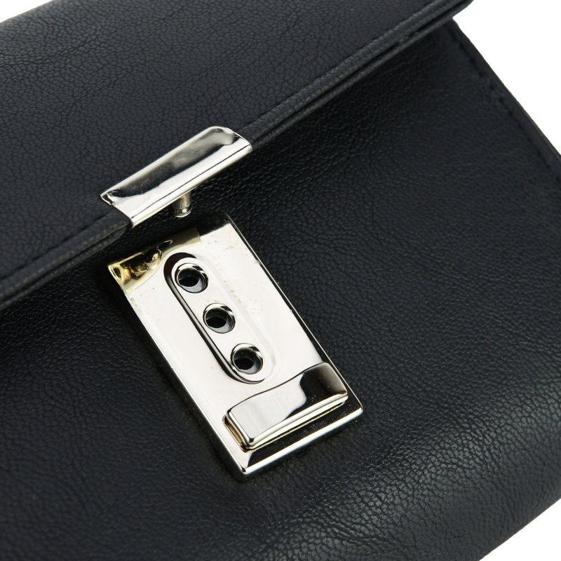 Cartera de Trabajo Negra, Para Gasolinero Multibolsillo Pequeña en Piel Sintética, Con Cadena H98187 — detalle del logotipo