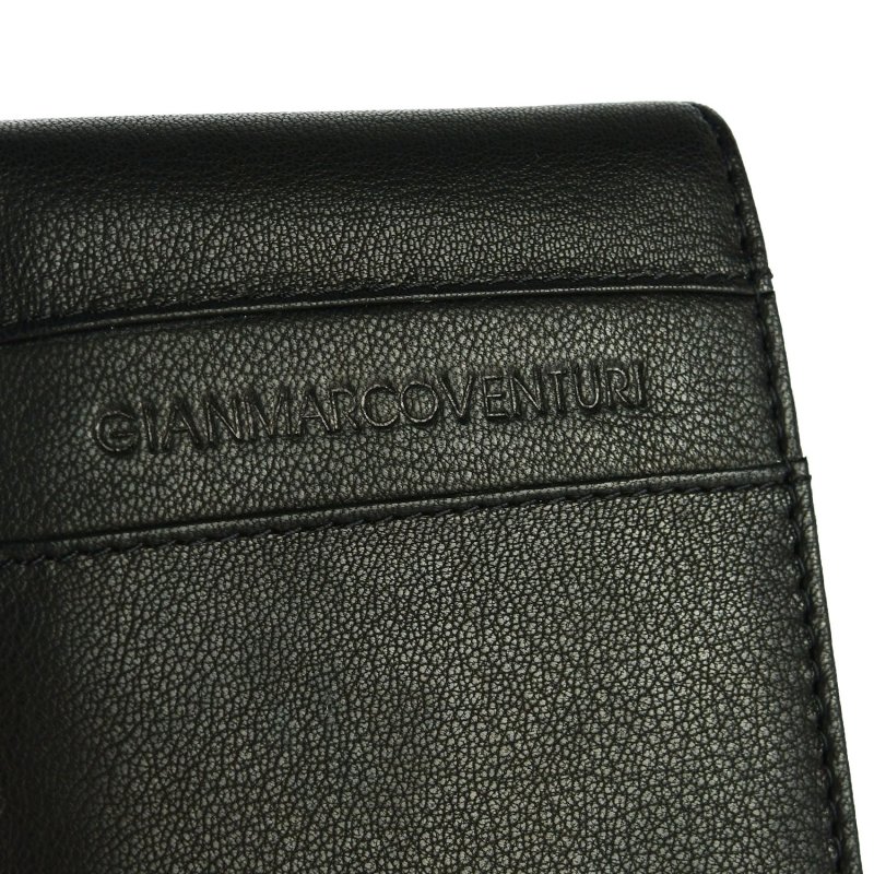 GIANMARCO VENTURI Portefeuille Homme en Cuir Véritable, Avec Porte-Monnaie, Boîte Cadeau 959 — détail logo