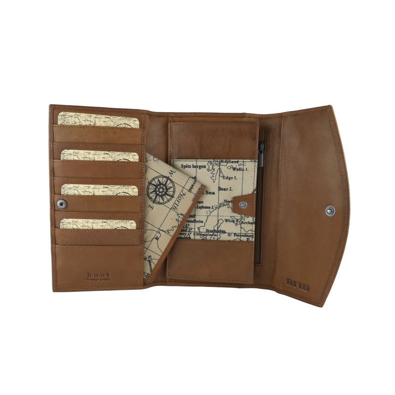 HUNT Portefeuille Femme, en Cuir Véritable, avec Protection RFID, Grand Format Avec Boîte Cadeau — vue arrière