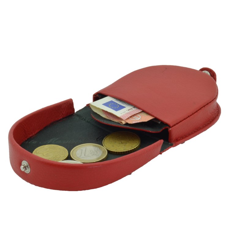 CONTE MASSIMO Coin Purse, Euro Coin Holder, Men's, Genuine Leather With Button — logo detail