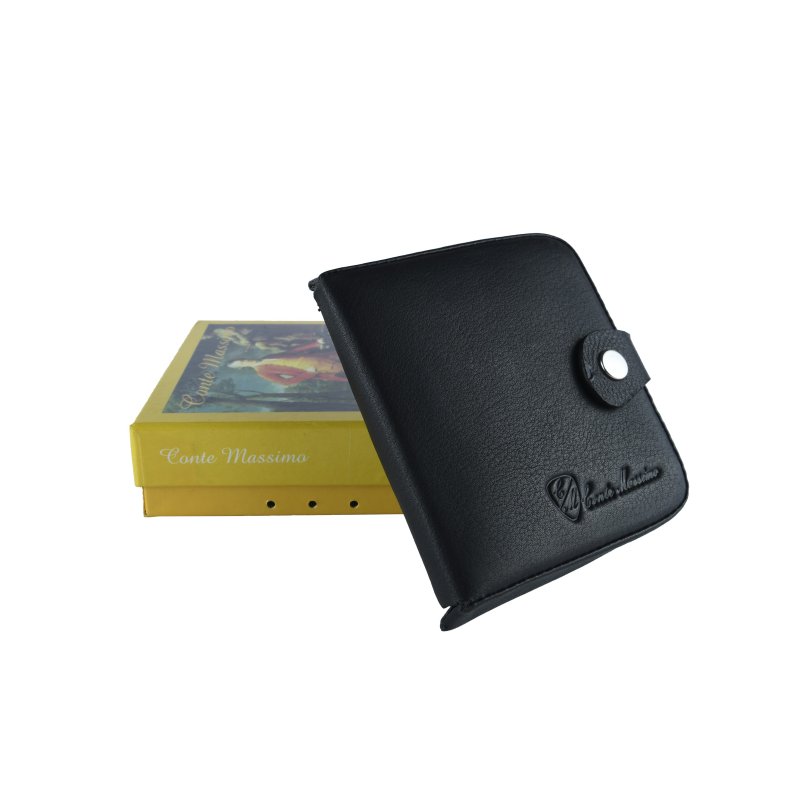 CONTE MASSIMO Coin and Banknote Purse, Euro Coin Holder, Men's In Genuine Leather Square With Button — view 9