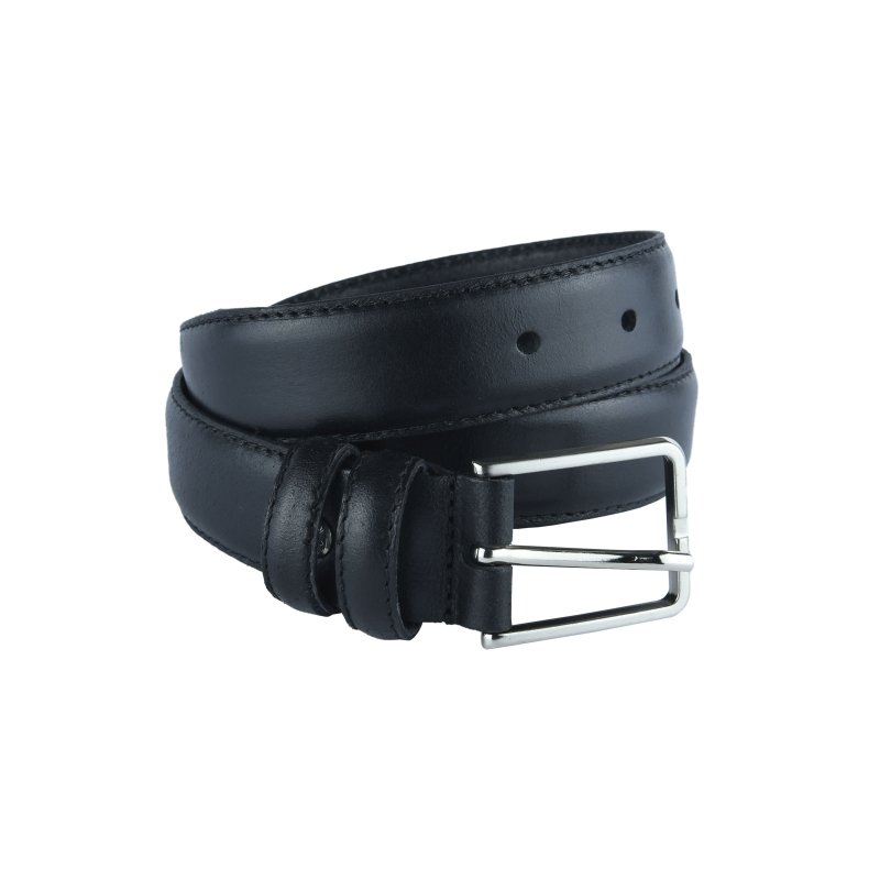 Conte Massimo Men's Belt in Genuine Leather With Stitching, Can Be Shortened, 3 cm High — front view