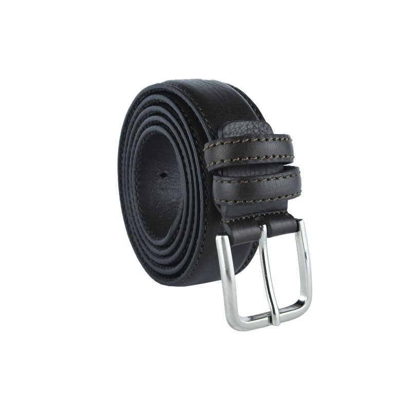 Conte Massimo Men's Belt in Genuine Leather With Stitching, Can Be Shortened, 3 cm High — view 8