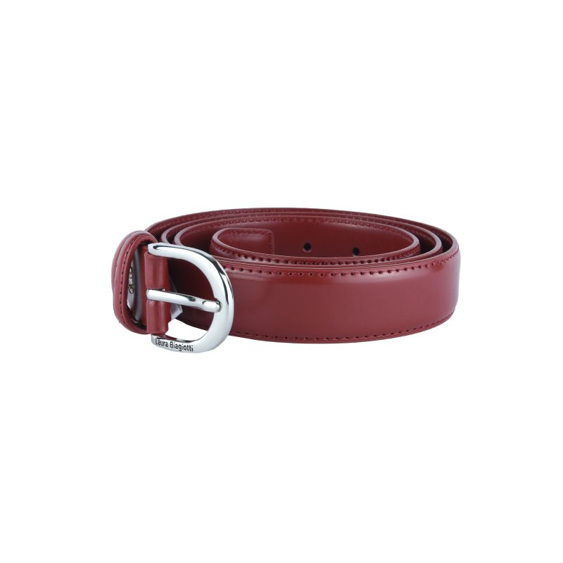 Biagiotti Women's Slim Belt 3 cm in Genuine Leather, Can Be Shortened, With Box — logo detail