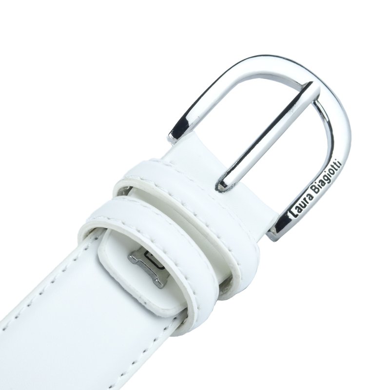 Biagiotti Ceinture Femme Fine 3 cm en Cuir Véritable, Raccourcissable, avec Boîte — vue 42