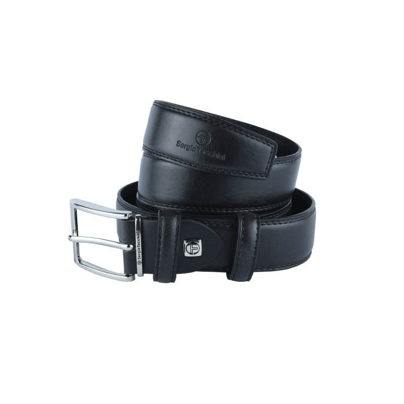 Sergio Tacchini Cintura Uomo Esterno Similpelle Interno Fodera in Pelle, Fibbia Nickel Free 442Large — vista posteriore