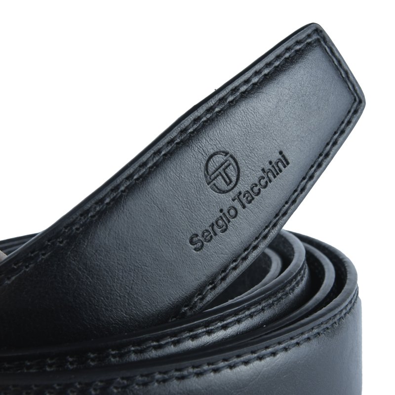 Sergio Tacchini Herrengürtel Außen Kunstleder Innen Lederfutter, Schnalle Nickelfrei 442Large — Logo-Detail