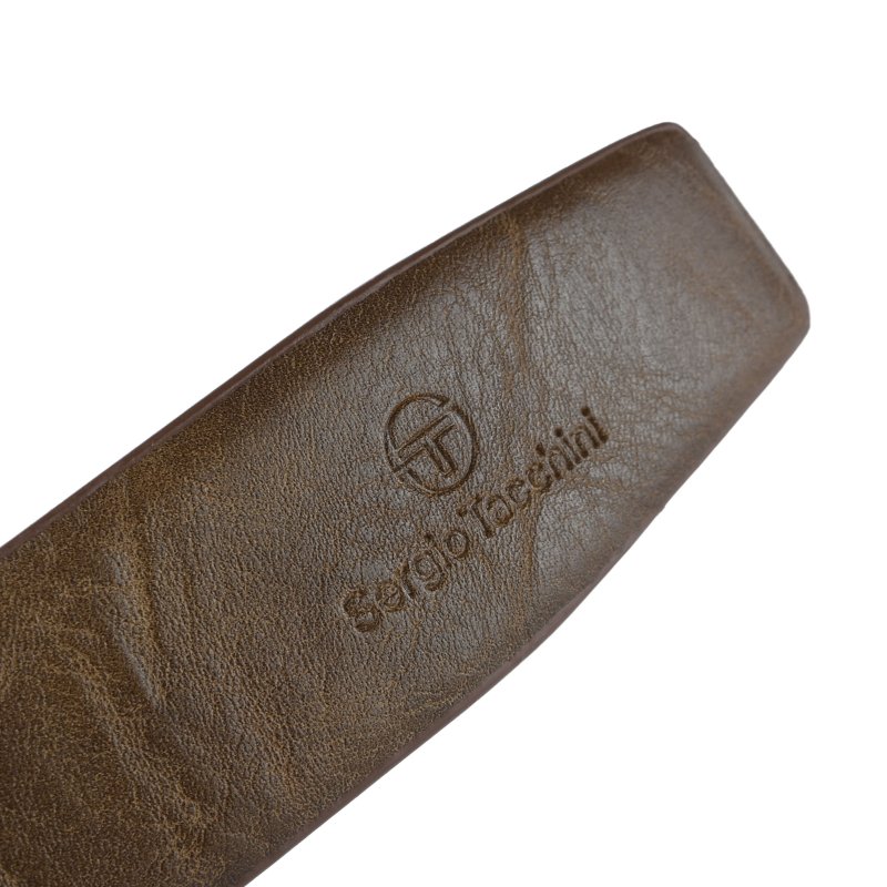 Sergio Tacchini Cinturón Hombre Exterior Piel Sintética Interior Forro de Piel, Sin Costuras, Hebilla Sin Níquel — detalle