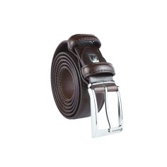 Sergio Tacchini Ceinture Homme Extérieur Similicuir Intérieur Doublure en Cuir, à Double Couture, Boucle Sans Nickel
