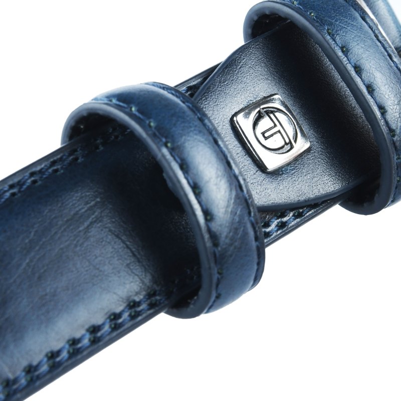 Sergio Tacchini Herrengürtel Außen Kunstleder Innen Lederfutter, Mit Doppelter Naht, Schnalle Nickelfrei 3 cm — Detail
