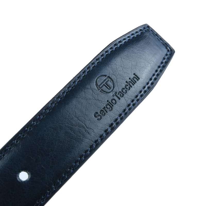 Sergio Tacchini Herrengürtel Außen Kunstleder Innen Lederfutter, Mit Doppelter Naht, Schnalle Nickelfrei 3 cm — Logo-Detail