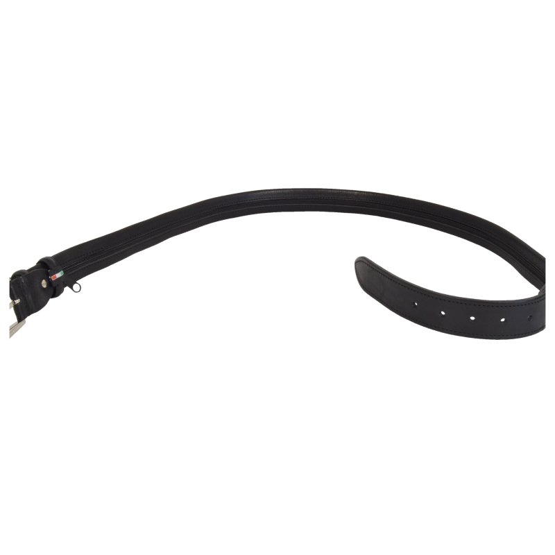 Conte Massimo Ceinture Porte-Valeurs de Voyage en Cuir Véritable, avec Poche Intérieure Tactique Zippée, Noir — vue arrière