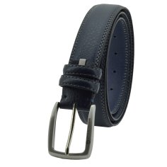 SERGIO TACCHINI Cinturón Hombre de Piel Genuina, Hebilla Sin Níquel Acortable Dos Costuras