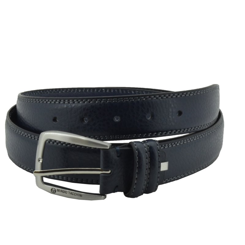 Sergio Tacchini Men's Belt in Genuine Leather, Nickel Free Buckle, Can Be Shortened, Two Stitches — inside