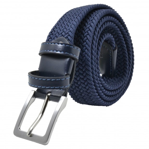 GreSel Cintura Elastica Intrecciata, Uomo Donna, Con Inserti in Vera Pelle