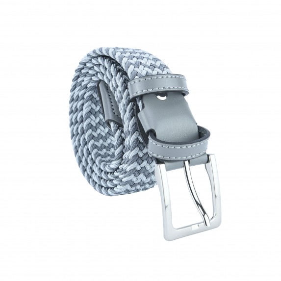 GreSel Cintura Elastica Intrecciata, Uomo Donna, Con Inserti in Vera Pelle