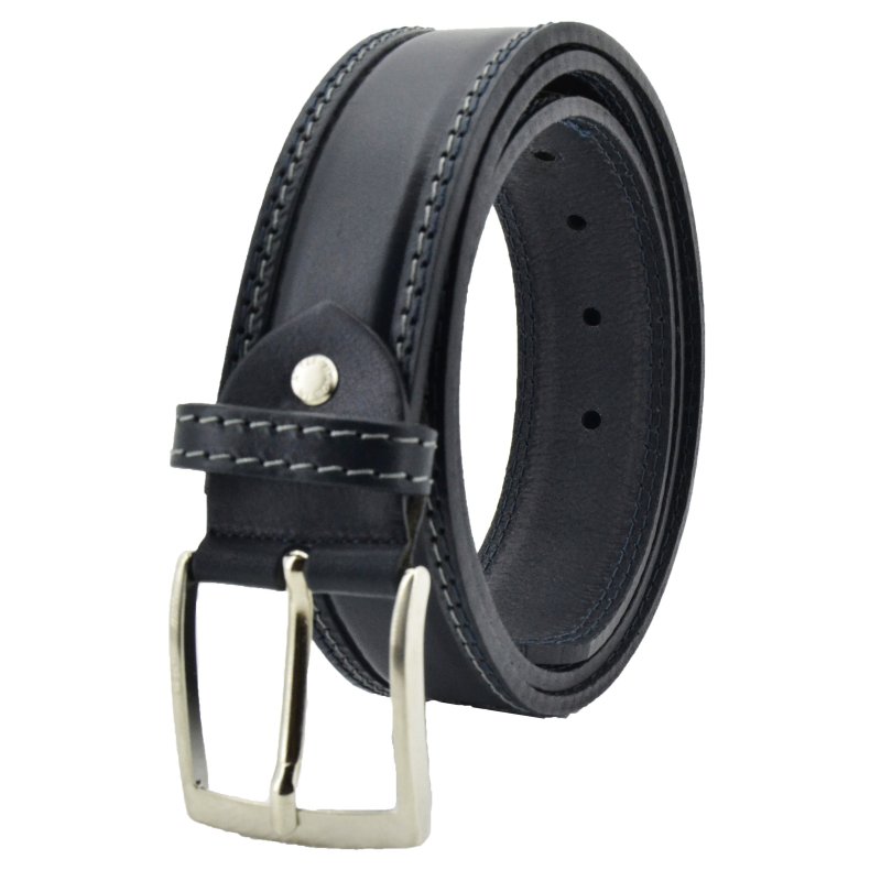 Conte Massimo Men's Belt in Genuine Vegetable-Tanned Leather, Can Be Shortened, Height 4cm With Stitching — back view