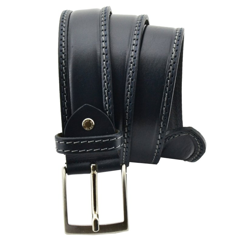 Conte Massimo Men's Belt in Genuine Vegetable-Tanned Leather, Can Be Shortened, Height 4cm With Stitching — inside