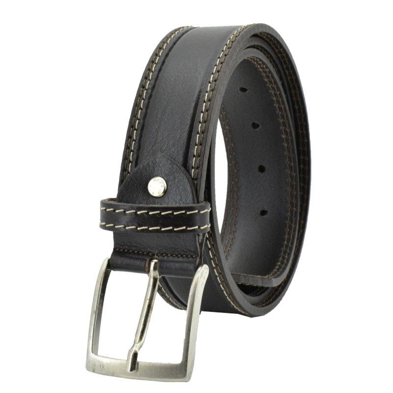 Conte Massimo Men's Belt in Genuine Vegetable-Tanned Leather, Can Be Shortened, Height 4cm With Stitching — view 8