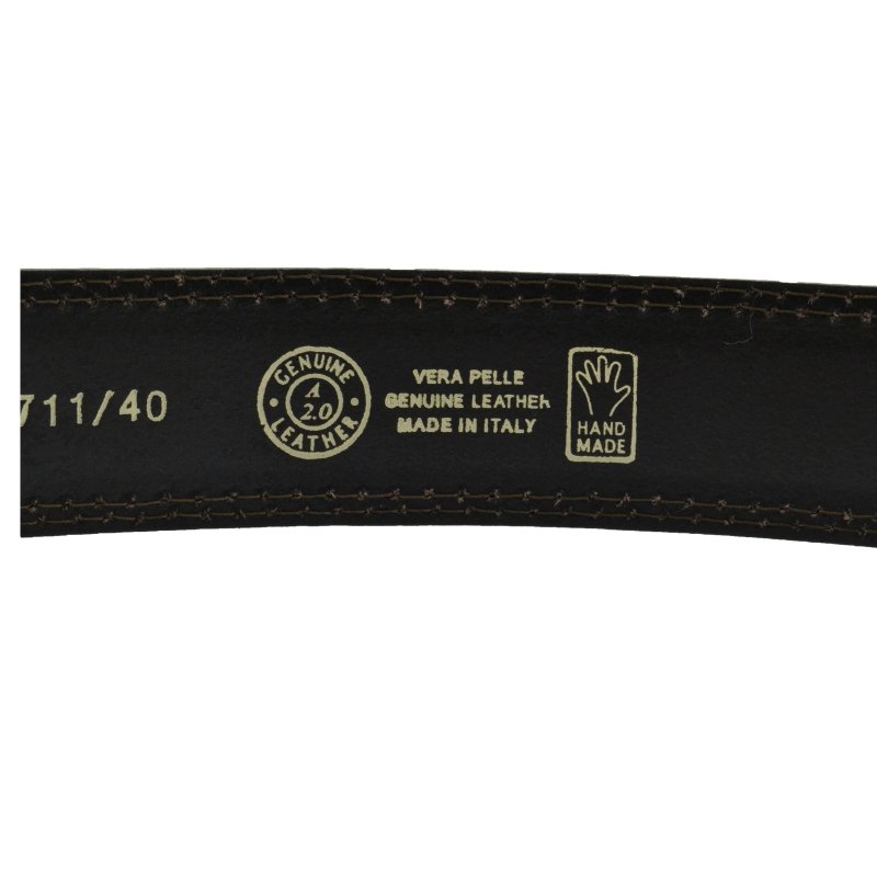 Conte Massimo Men's Belt in Genuine Vegetable-Tanned Leather, Can Be Shortened, Height 4cm With Stitching — view 10