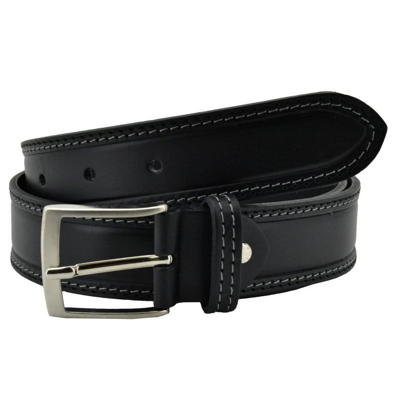 Conte Massimo Men's Belt in Genuine Vegetable-Tanned Leather, Can Be Shortened, Height 4cm With Stitching — view 11