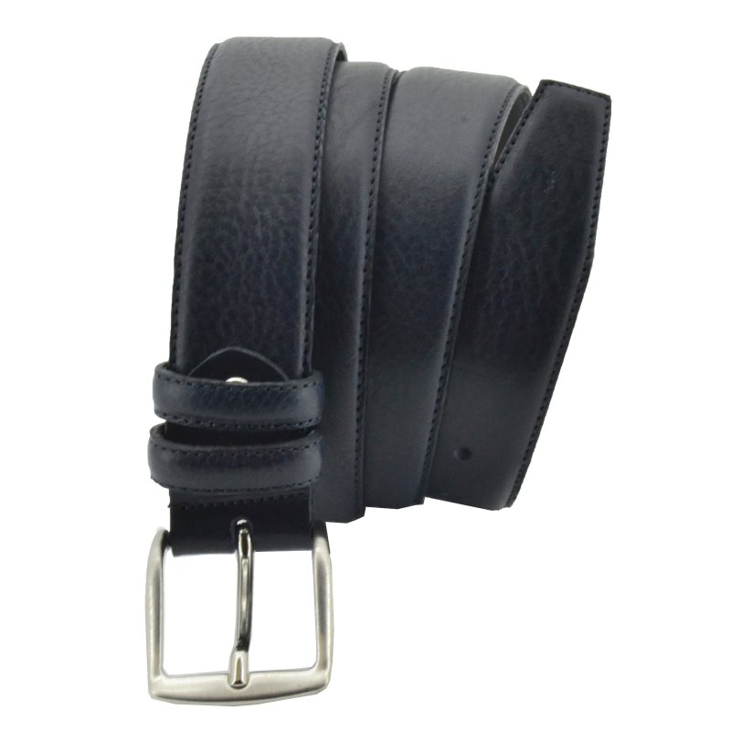 Conte Massimo Men's Belt in Genuine Leather With Stitching, Can Be Shortened, 3.5cm High — front view